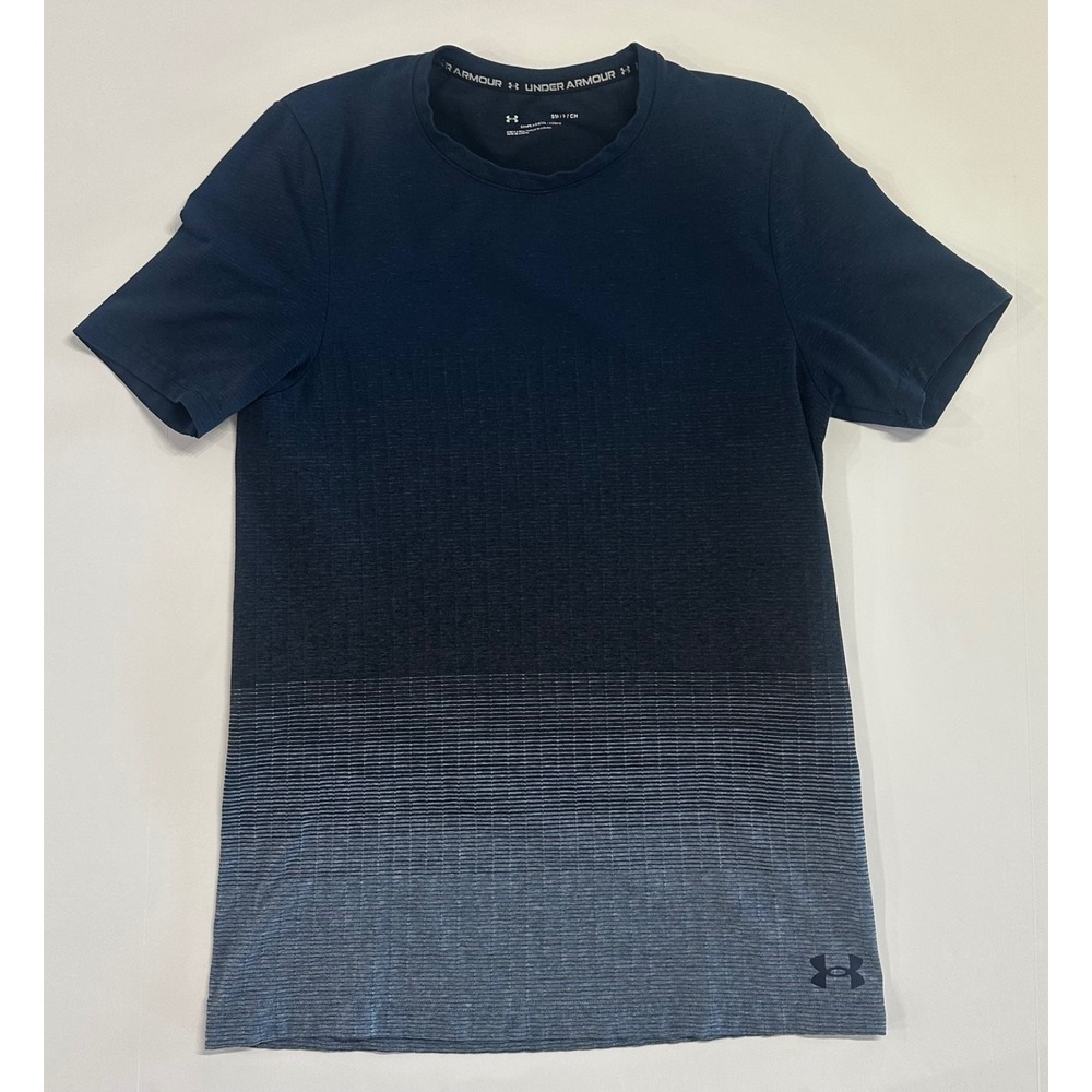 Under Armour Mens Seamless Ombre Training Shirt Navy Blue Grey Small 1370442